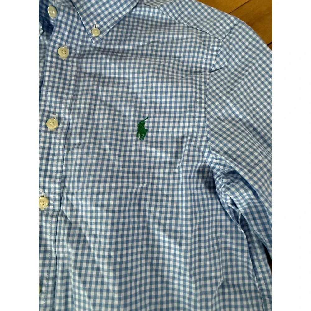 Ralph Lauren‎ blue checkered button down youth top